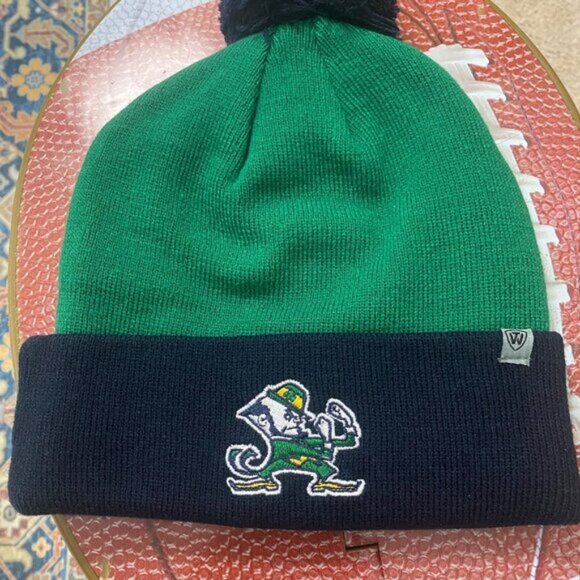 Notre Dame Fighting Irish NCAA TOW Green 2-Tone Cuffed Knit Men's Hat Cap Mascot - Picture 1 of 2